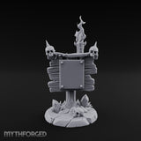 Flame-Crowned Skull-Spiked Necromancer Notice Board Miniature for Dungeons and Dragons, Pathfinder or other TTRPGs