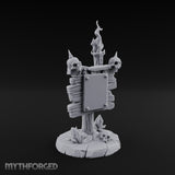Flame-Crowned Skull-Spiked Necromancer Notice Board Miniature for Dungeons and Dragons, Pathfinder or other TTRPGs