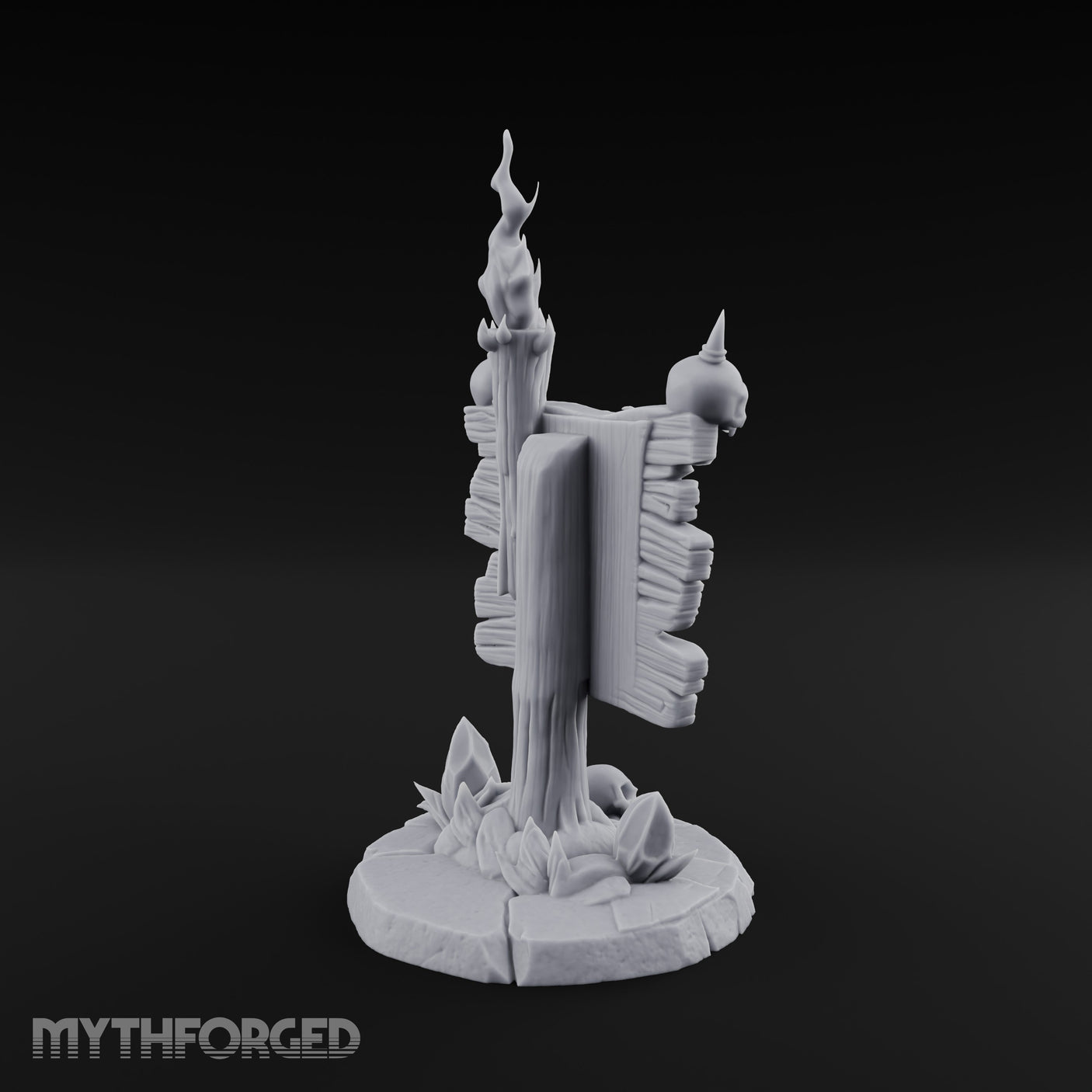 Flame-Crowned Skull-Spiked Necromancer Notice Board Miniature for Dungeons and Dragons, Pathfinder or other TTRPGs