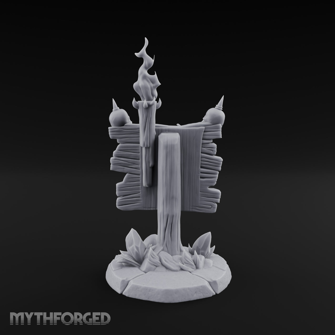 Flame-Crowned Skull-Spiked Necromancer Notice Board Miniature for Dungeons and Dragons, Pathfinder or other TTRPGs