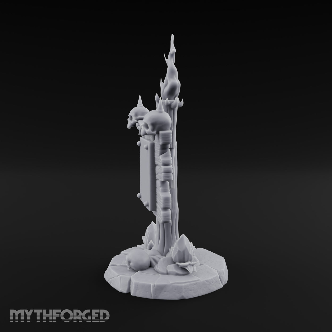 Flame-Crowned Skull-Spiked Necromancer Notice Board Miniature for Dungeons and Dragons, Pathfinder or other TTRPGs