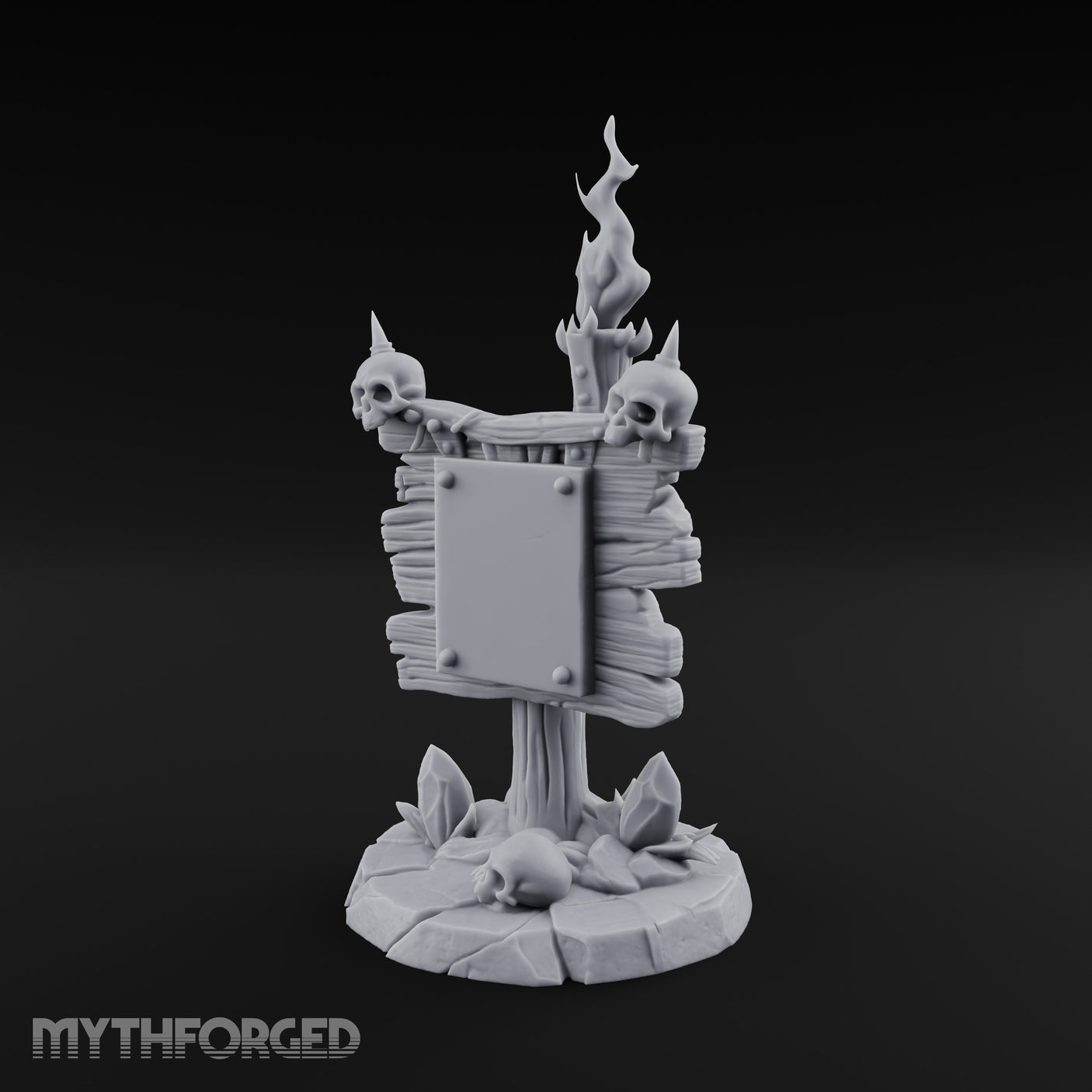 Flame-Crowned Skull-Spiked Necromancer Notice Board Miniature for Dungeons and Dragons, Pathfinder or other TTRPGs