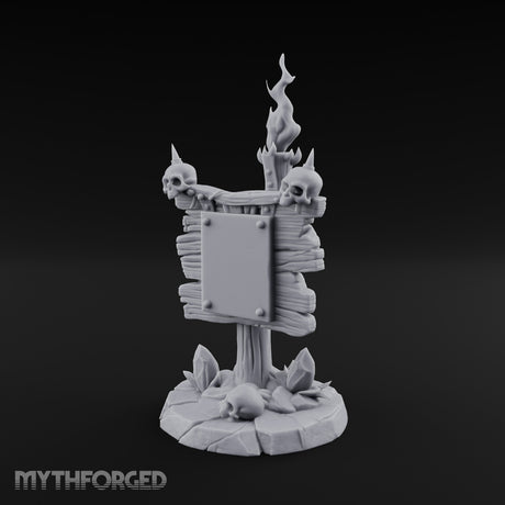 Flame-Crowned Skull-Spiked Necromancer Notice Board Miniature for Dungeons and Dragons, Pathfinder or other TTRPGs