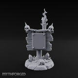 Flame-Crowned Skull-Spiked Necromancer Notice Board Miniature for Dungeons and Dragons, Pathfinder or other TTRPGs