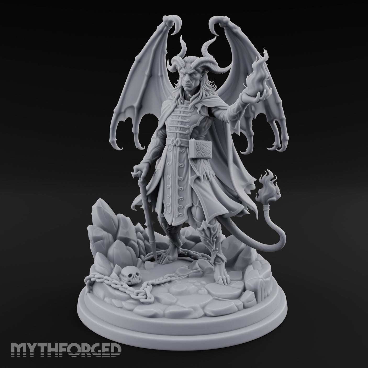 Flame Tailed Hand Raised Demon Sorcerer — 75mm