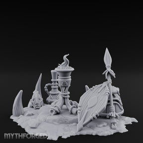 Flame-Topped Rope-Wound Tribal Torch Scene Miniature for Dungeons and Dragons, Pathfinder or other TTRPGs