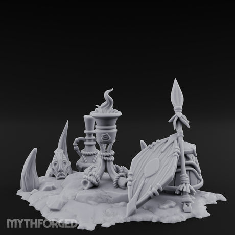 Flame-Topped Rope-Wound Tribal Torch Scene Miniature for Dungeons and Dragons, Pathfinder or other TTRPGs