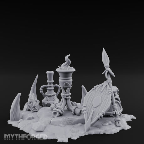 Flame-Topped Rope-Wound Tribal Torch Scene Miniature for Dungeons and Dragons, Pathfinder or other TTRPGs