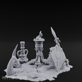 Flame-Topped Rope-Wound Tribal Torch Scene Miniature for Dungeons and Dragons, Pathfinder or other TTRPGs