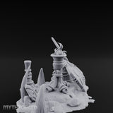 Flame-Topped Rope-Wound Tribal Torch Scene Miniature for Dungeons and Dragons, Pathfinder or other TTRPGs