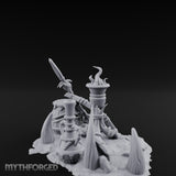 Flame-Topped Rope-Wound Tribal Torch Scene Miniature for Dungeons and Dragons, Pathfinder or other TTRPGs