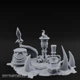 Flame-Topped Rope-Wound Tribal Torch Scene Miniature for Dungeons and Dragons, Pathfinder or other TTRPGs