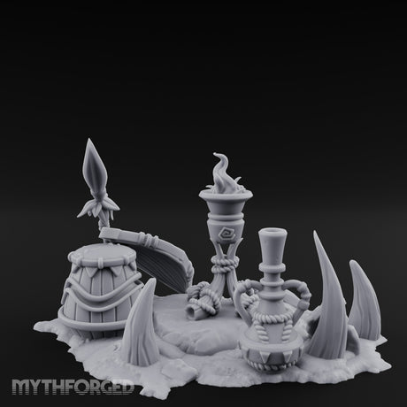 Flame-Topped Rope-Wound Tribal Torch Scene Miniature for Dungeons and Dragons, Pathfinder or other TTRPGs