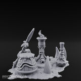 Flame-Topped Rope-Wound Tribal Torch Scene Miniature for Dungeons and Dragons, Pathfinder or other TTRPGs