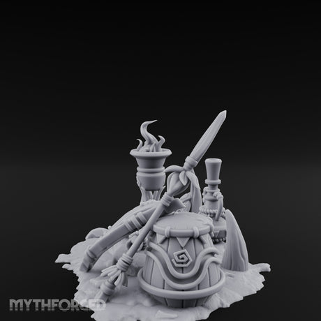 Flame-Topped Rope-Wound Tribal Torch Scene Miniature for Dungeons and Dragons, Pathfinder or other TTRPGs