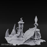 Flame-Topped Rope-Wound Tribal Torch Scene Miniature for Dungeons and Dragons, Pathfinder or other TTRPGs