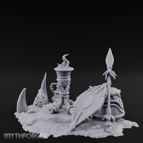 Flame-Topped Rope-Wound Tribal Torch Scene Miniature for Dungeons and Dragons, Pathfinder or other TTRPGs