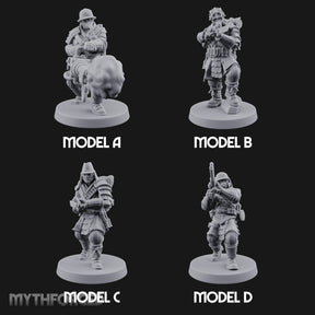 Flamer Rifle Advancing Shogunate Yeomen Miniature for Dungeons and Dragons, Pathfinder or other TTRPGs