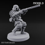 Flamer Rifle Advancing Shogunate Yeomen Miniature for Dungeons and Dragons, Pathfinder or other TTRPGs