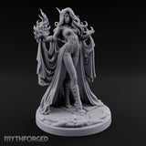 Flames Conjured Robes Billowing Elf Sorceress Miniature for Dungeons and Dragons, Pathfinder or other TTRPGs