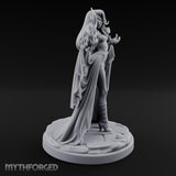 Flames Conjured Robes Billowing Elf Sorceress Miniature for Dungeons and Dragons, Pathfinder or other TTRPGs