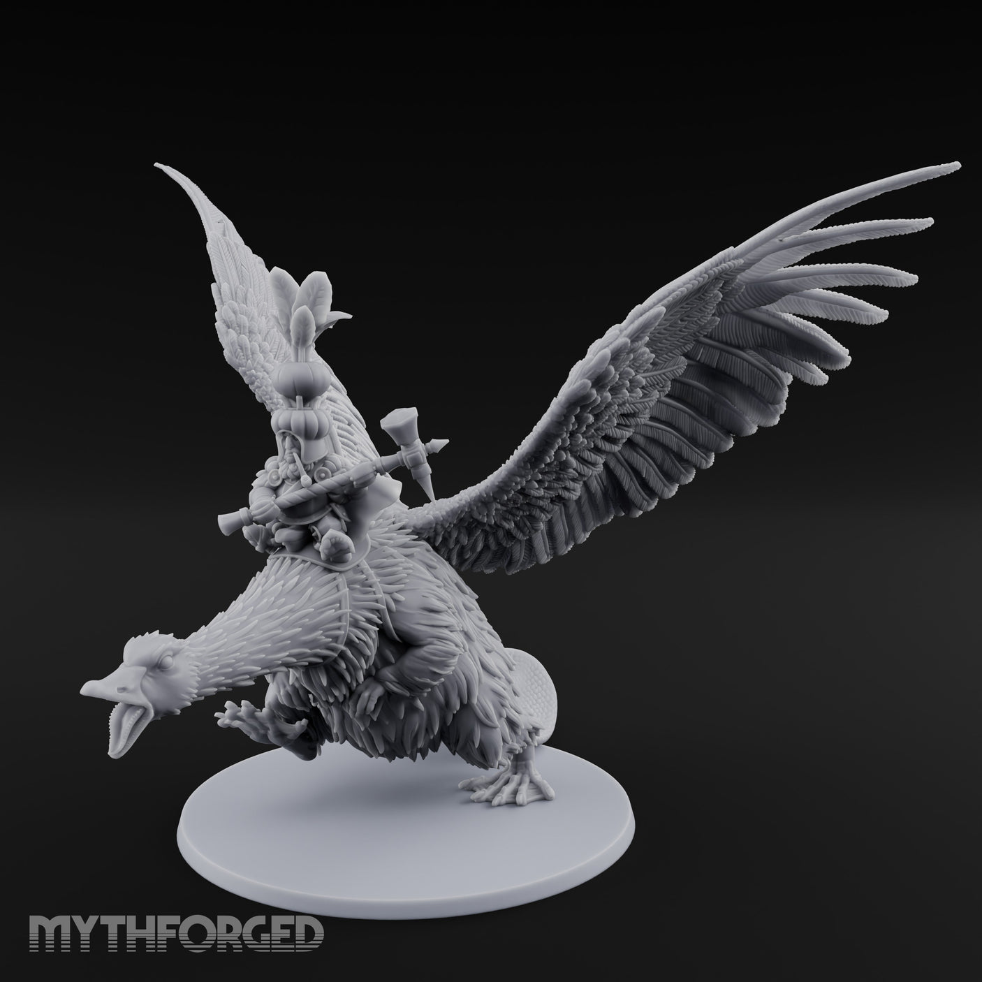 Flapping Bird Mounted Halfling Lord Miniature for Dungeons and Dragons, Pathfinder or other TTRPGs