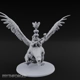 Flapping Bird Mounted Halfling Lord Miniature for Dungeons and Dragons, Pathfinder or other TTRPGs
