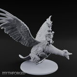 Flapping Bird Mounted Halfling Lord Miniature for Dungeons and Dragons, Pathfinder or other TTRPGs