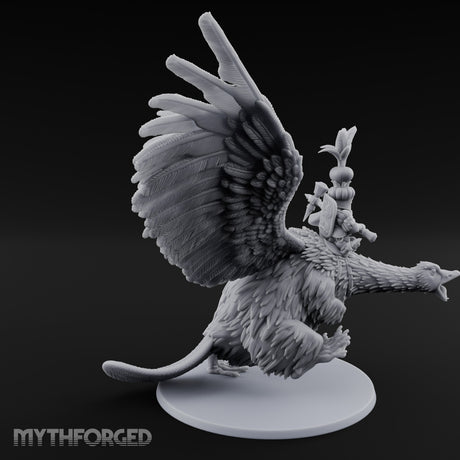 Flapping Bird Mounted Halfling Lord Miniature for Dungeons and Dragons, Pathfinder or other TTRPGs