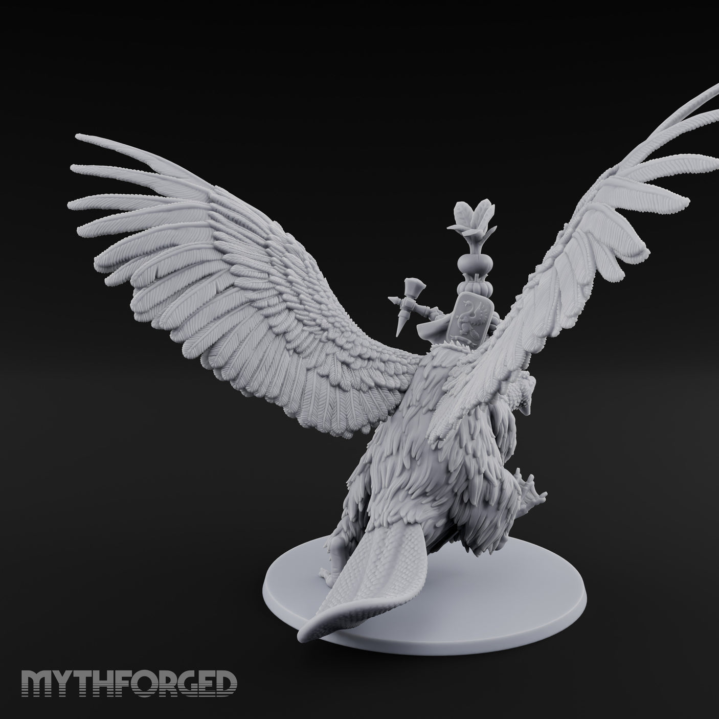 Flapping Bird Mounted Halfling Lord Miniature for Dungeons and Dragons, Pathfinder or other TTRPGs