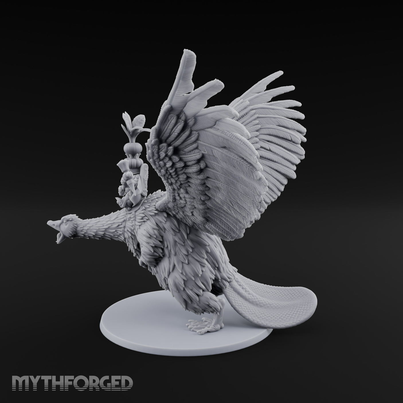 Flapping Bird Mounted Halfling Lord Miniature for Dungeons and Dragons, Pathfinder or other TTRPGs