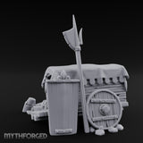 Fleur-de-Lis Branded Shield-Laden Knight's Weapon Cart Miniature for Dungeons and Dragons, Pathfinder or other TTRPGs