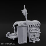 Fleur-de-Lis Branded Shield-Laden Knight's Weapon Cart Miniature for Dungeons and Dragons, Pathfinder or other TTRPGs