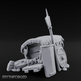 Fleur-de-Lis Branded Shield-Laden Knight's Weapon Cart Miniature for Dungeons and Dragons, Pathfinder or other TTRPGs