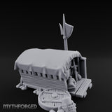 Fleur-de-Lis Branded Shield-Laden Knight's Weapon Cart Miniature for Dungeons and Dragons, Pathfinder or other TTRPGs