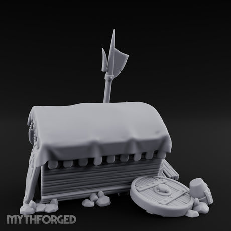 Fleur-de-Lis Branded Shield-Laden Knight's Weapon Cart Miniature for Dungeons and Dragons, Pathfinder or other TTRPGs
