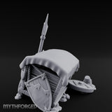 Fleur-de-Lis Branded Shield-Laden Knight's Weapon Cart Miniature for Dungeons and Dragons, Pathfinder or other TTRPGs