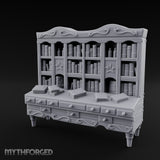 Fleur-de-Lis Drawer-Fronted Noble Grand Bookcase Desk Miniature for Dungeons and Dragons, Pathfinder or other TTRPGs