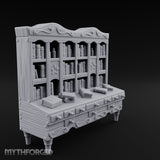 Fleur-de-Lis Drawer-Fronted Noble Grand Bookcase Desk Miniature for Dungeons and Dragons, Pathfinder or other TTRPGs