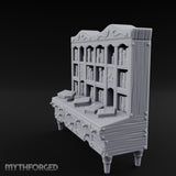 Fleur-de-Lis Drawer-Fronted Noble Grand Bookcase Desk Miniature for Dungeons and Dragons, Pathfinder or other TTRPGs