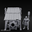 Fleur-de-Lis Roofed Rammer Bearing Covered Bombard Team Miniature for Dungeons and Dragons, Pathfinder or other TTRPGs
