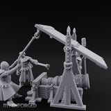 Fleur-de-Lis Roofed Rammer Bearing Covered Bombard Team Miniature for Dungeons and Dragons, Pathfinder or other TTRPGs