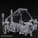 Fleur-de-Lis Roofed Rammer Bearing Covered Bombard Team Miniature for Dungeons and Dragons, Pathfinder or other TTRPGs