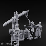Fleur-de-Lis Roofed Rammer Bearing Covered Bombard Team Miniature for Dungeons and Dragons, Pathfinder or other TTRPGs