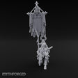 Fleur-de-Lis Tasselled Banner Aloft Human Standard Bearer on Horseback Miniature for Dungeons and Dragons, Pathfinder or other TTRPGs