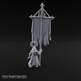 Fleur-de-Lis Tasselled Banner Bearing Human Standard Bearer Miniature for Dungeons and Dragons, Pathfinder or other TTRPGs