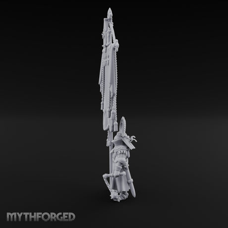Fleur-de-Lis Tasselled Banner Bearing Human Standard Bearer Miniature for Dungeons and Dragons, Pathfinder or other TTRPGs