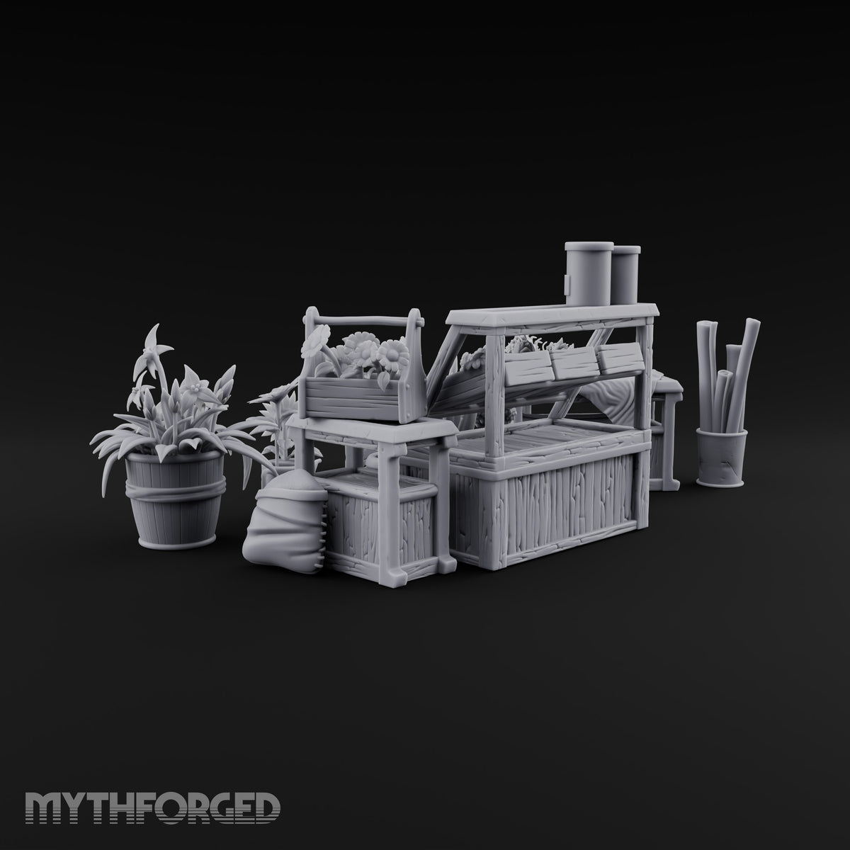 Everything Coming Up Roses Wooden Florist Market Piece C