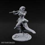 Flute Playing Knee Raised Elf Bard Miniature for Dungeons and Dragons, Pathfinder or other TTRPGs
