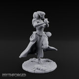 Flute Playing Knee Raised Elf Bard Miniature for Dungeons and Dragons, Pathfinder or other TTRPGs